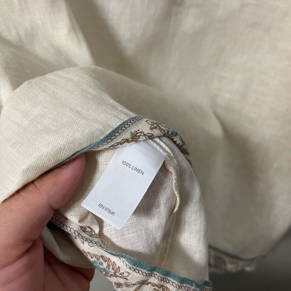 J.Jill Linen Ornate Paisley Tunic Top V Neck Paisley 3/4 Sleeves Size L tall - Picture 6 of 11